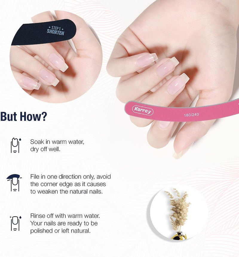 Karroy Nail File 20pcs Dual Sided Nail Files for Natural Nails Emery Boards Nail Filer for Acrylic Nail 180/240 Grit - Image 4